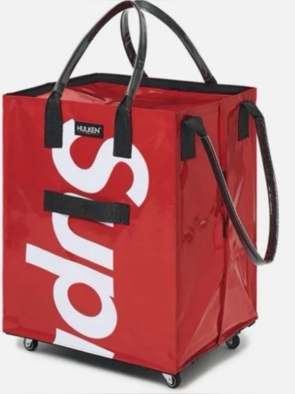 HULKEN c SUPREME Red Rolling Tote Bag with White Logo Sz lrg NIB